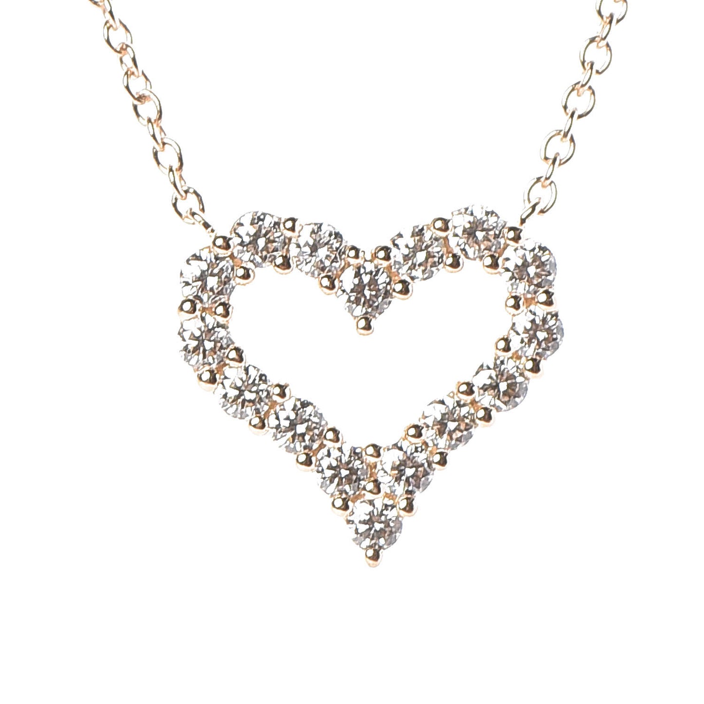 18K Rose Gold Diamond Mini Heart Pendant Necklace