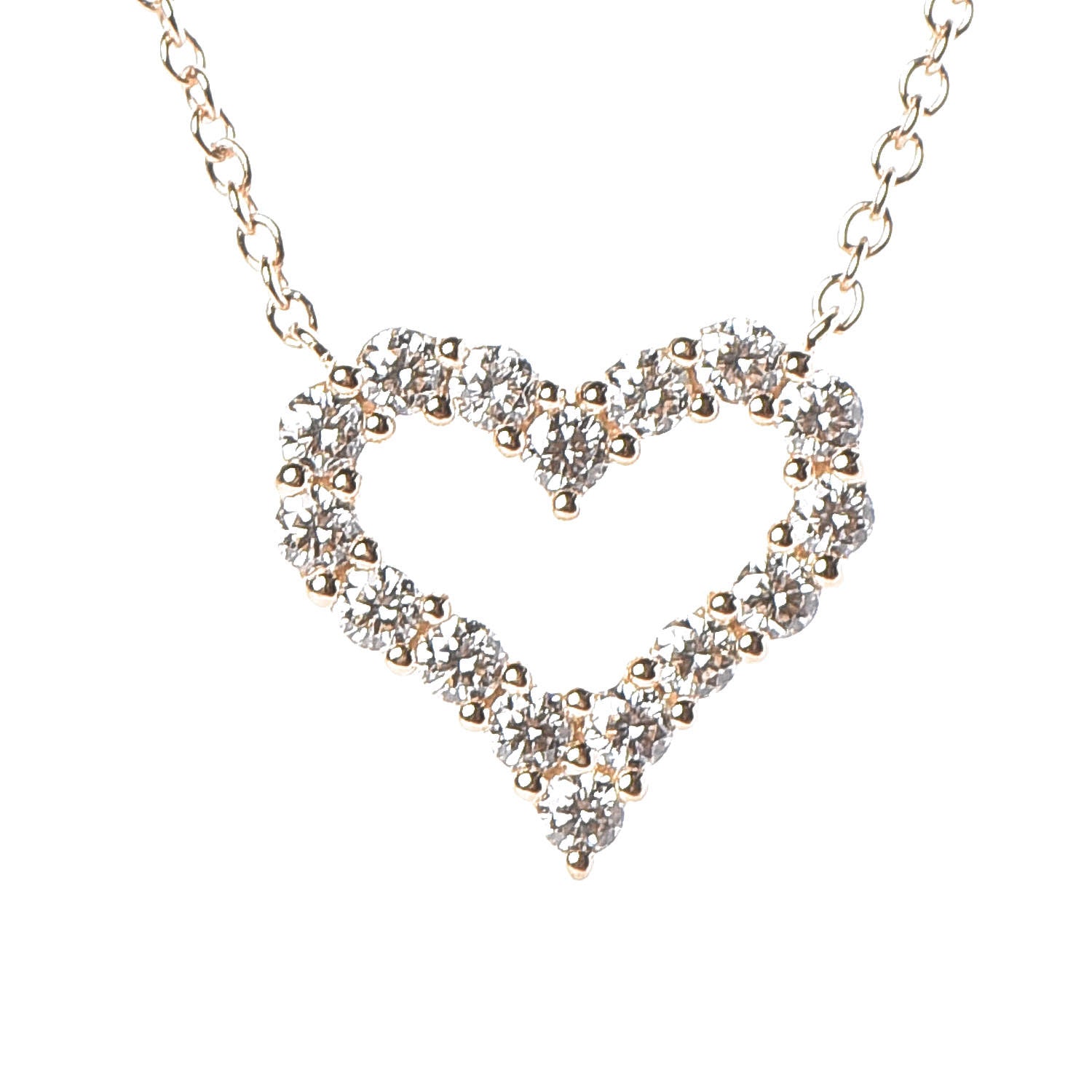 Tiffany 18K Rose Gold Diamond Mini Heart Pendant Necklace 4 of 8