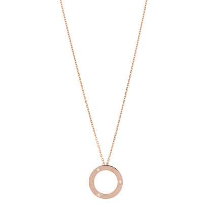 Cartier 18K Pink Gold 3 Diamonds LOVE Pendant Necklace 1 of 5