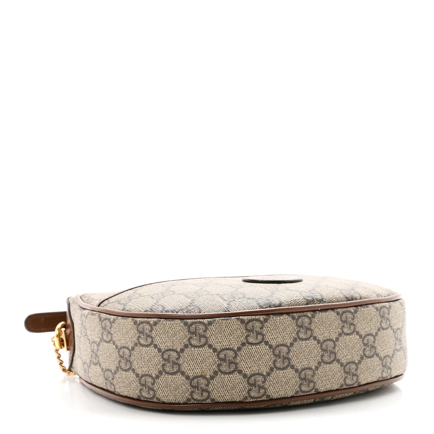 GG Supreme Monogram Azalea Calfskin Mini Retro Interlocking G Half Moon Bag Beige Ebony Brown Sugar