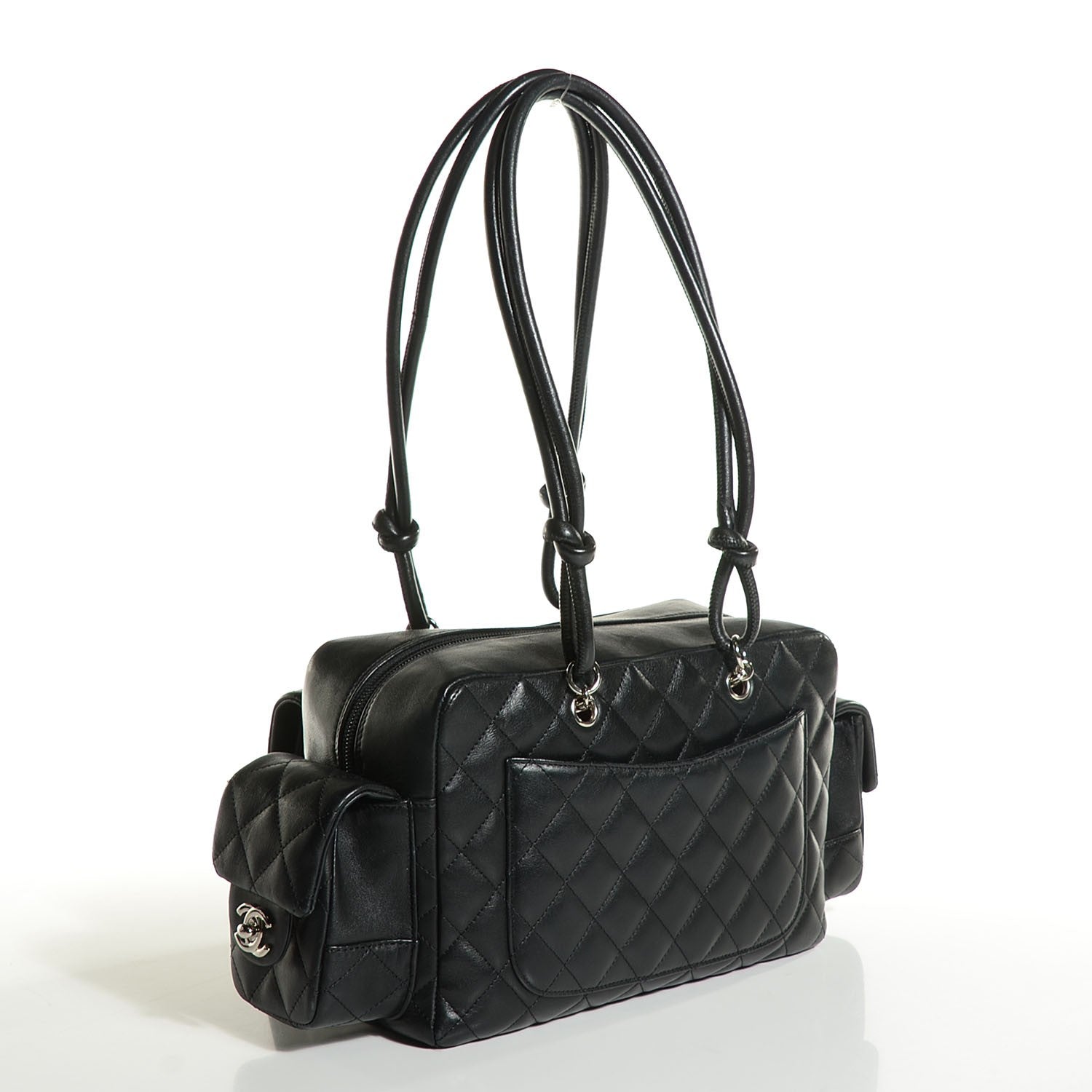Chanel Calfskin Quilted Small Cambon Multipocket Reporter Black White 5 of 16