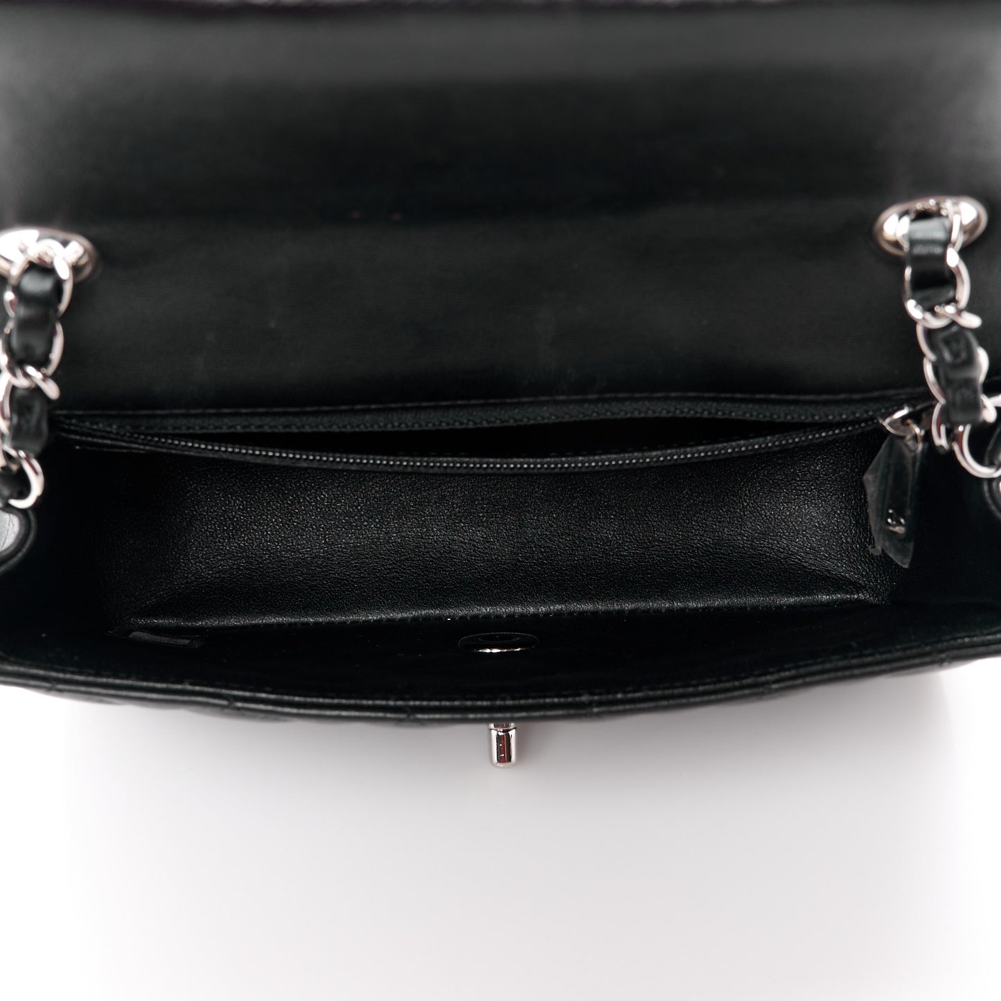 Lambskin Quilted Mini Rectangular Flap Black