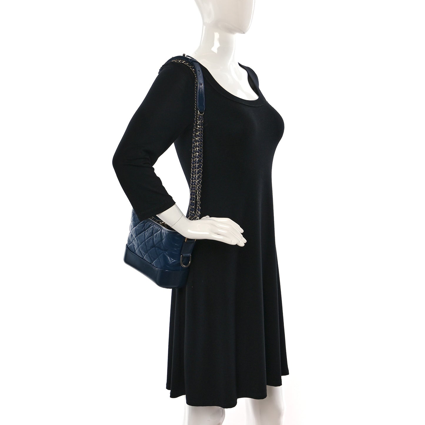 Aged Calfskin Quilted Small Gabrielle Hobo Blue