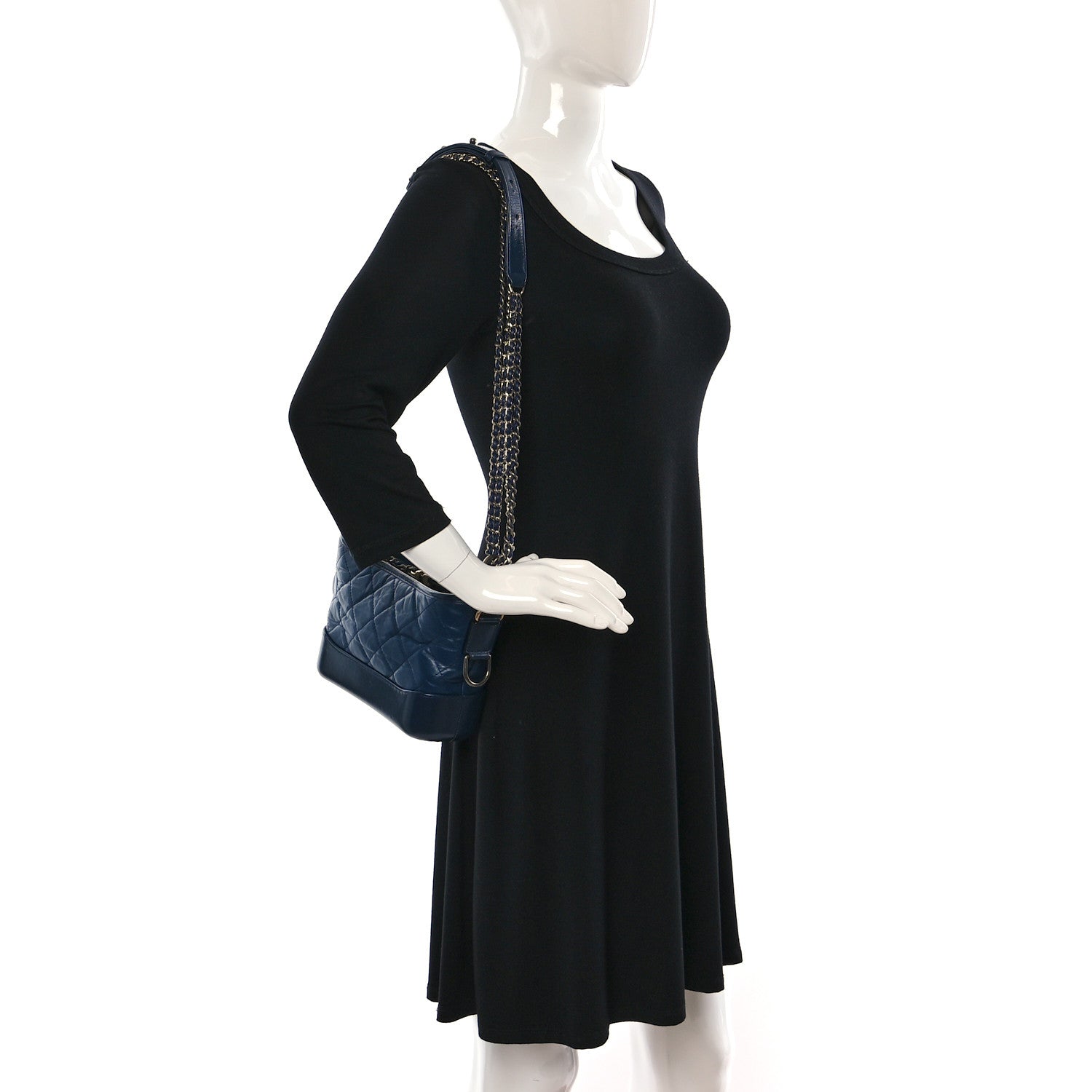 Chanel Aged Calfskin Quilted Small Gabrielle Hobo Blue 2 of 11