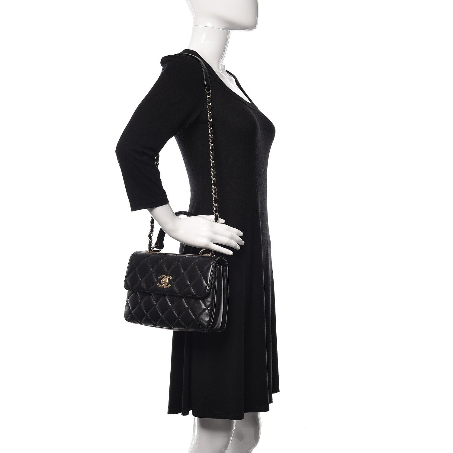 Chanel Lambskin Quilted Small Trendy CC Dual Handle Flap Bag Black 2 of 13