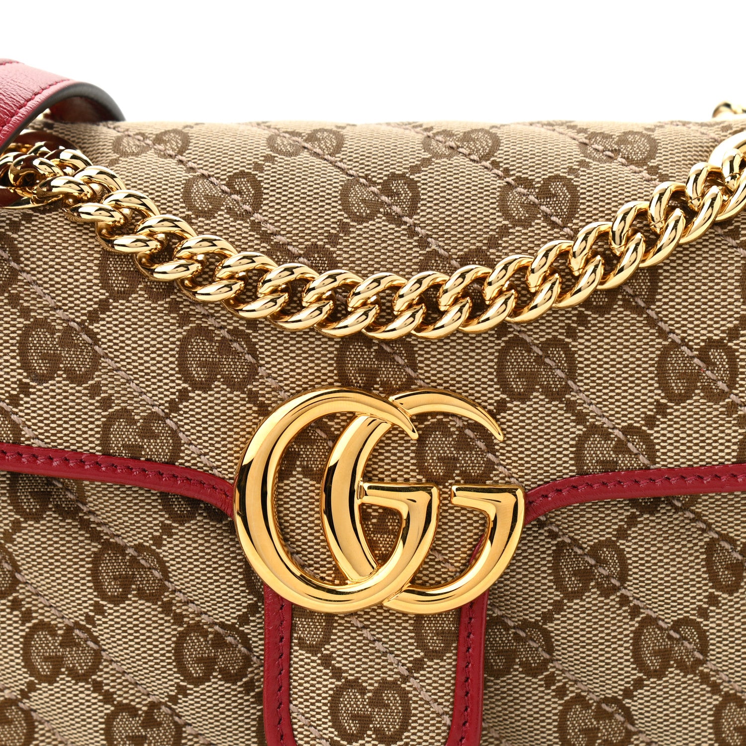 Gucci Monogram Azalea Calfskin Matelasse Diagonal Mini GG Marmont Shoulder Bag Beige Ebony New Cherry Red 8 of 10