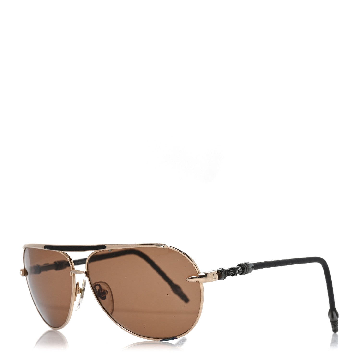 Chrome Hearts Calfskin Aviator Muncher Sunglasses Gold 1 of 7