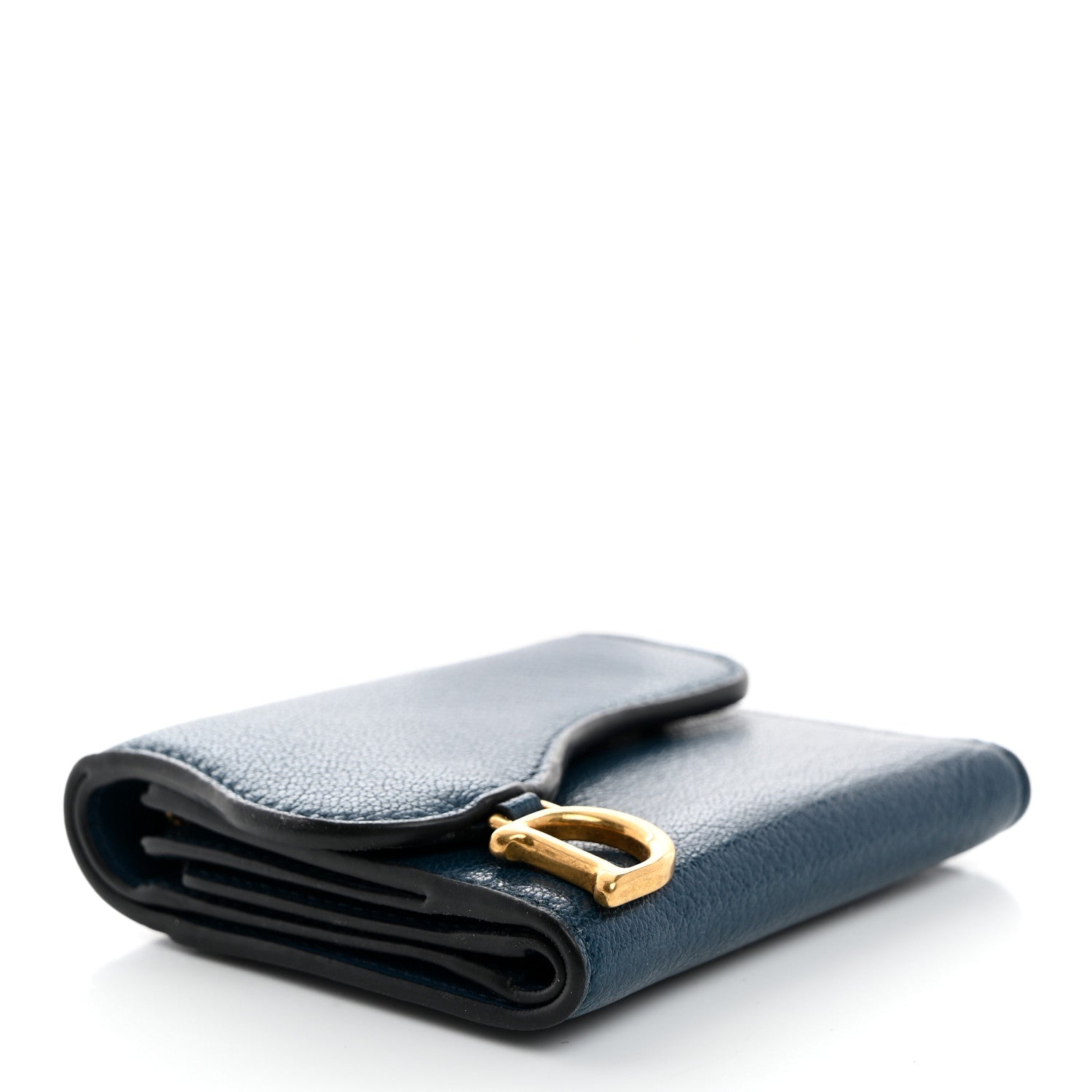 Christian Dior Goatskin Saddle Lotus Wallet Blue 4 of 9