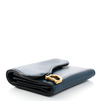 Christian Dior Goatskin Saddle Lotus Wallet Blue 4 of 9
