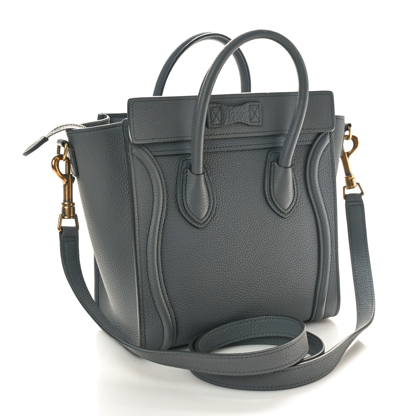 Drummed Calfskin Nano Luggage Kohl