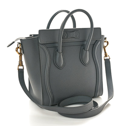 Celine Drummed Calfskin Nano Luggage Kohl 3 of 10