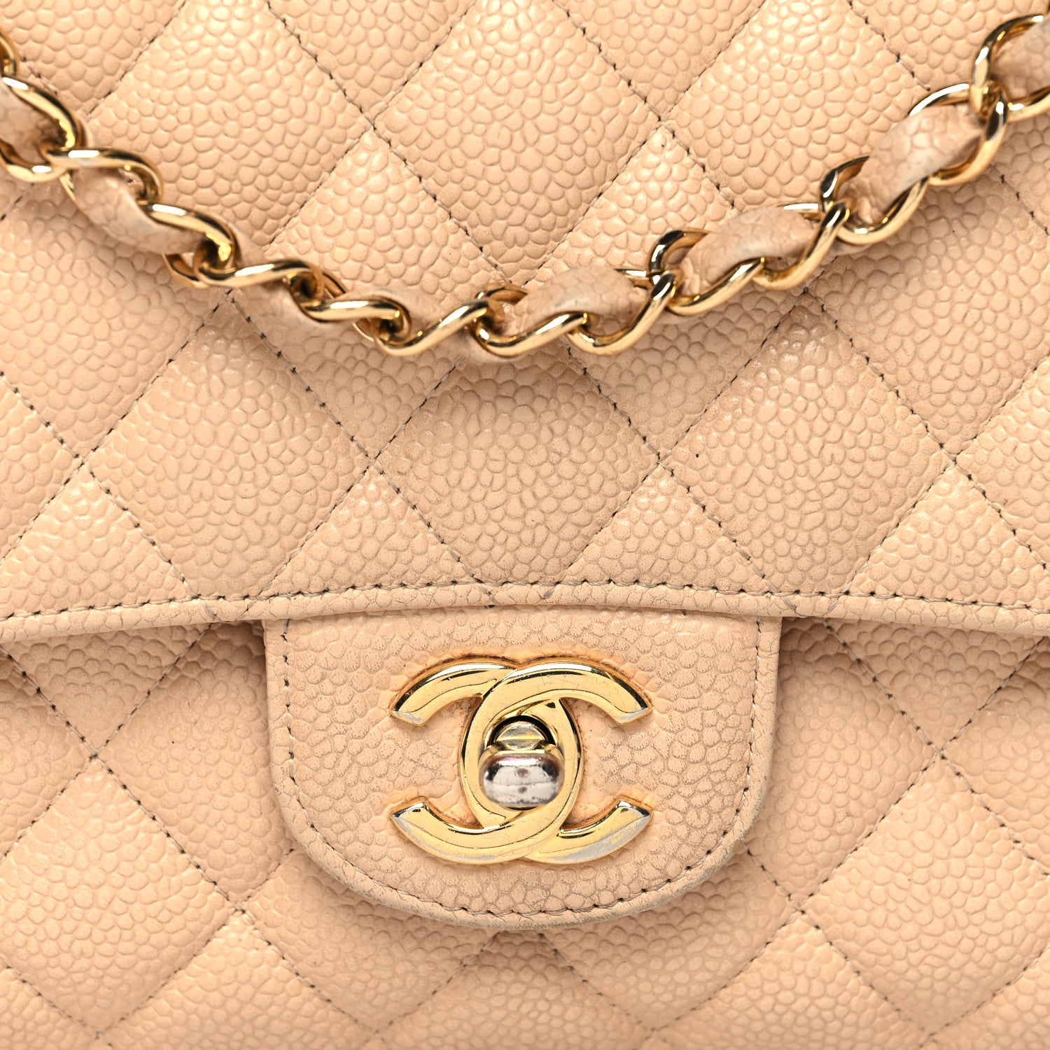 Chanel Caviar Quilted Medium Double Flap Beige 7 of 16