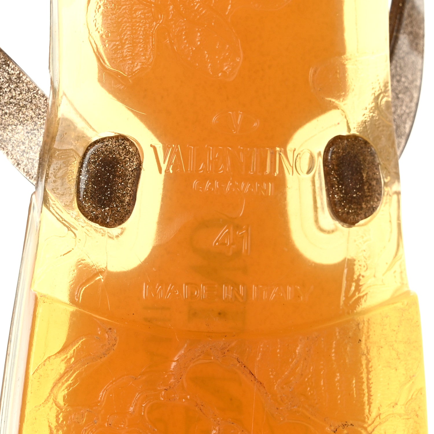 Valentino Garavani PVC Jelly Glitter Rockstud Bow Thong Sandals 41 Oro 7 of 7