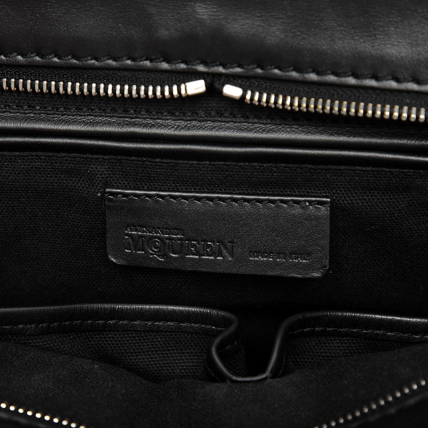Calfskin Small Studded Padlock Zip Around Tote Black