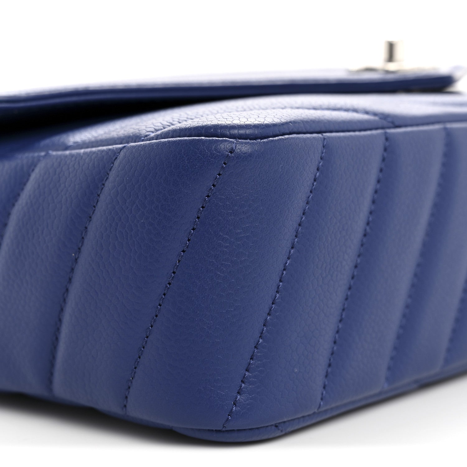 Chanel Caviar Chevron Quilted Single Flap Blue 9 of 10