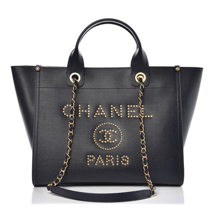 Chanel Caviar Small Studded Deauville Tote Blue 1 of 8