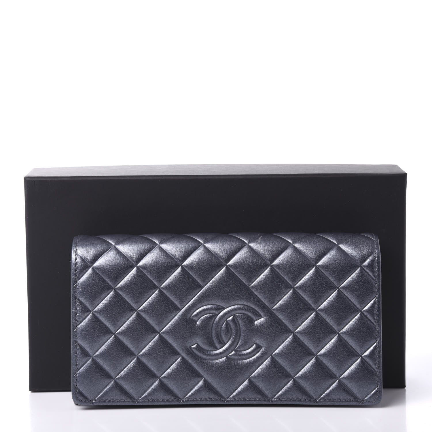 Chanel Calfskin Quilted Large Diamond CC Flap Wallet Dark Silver 11 of 11