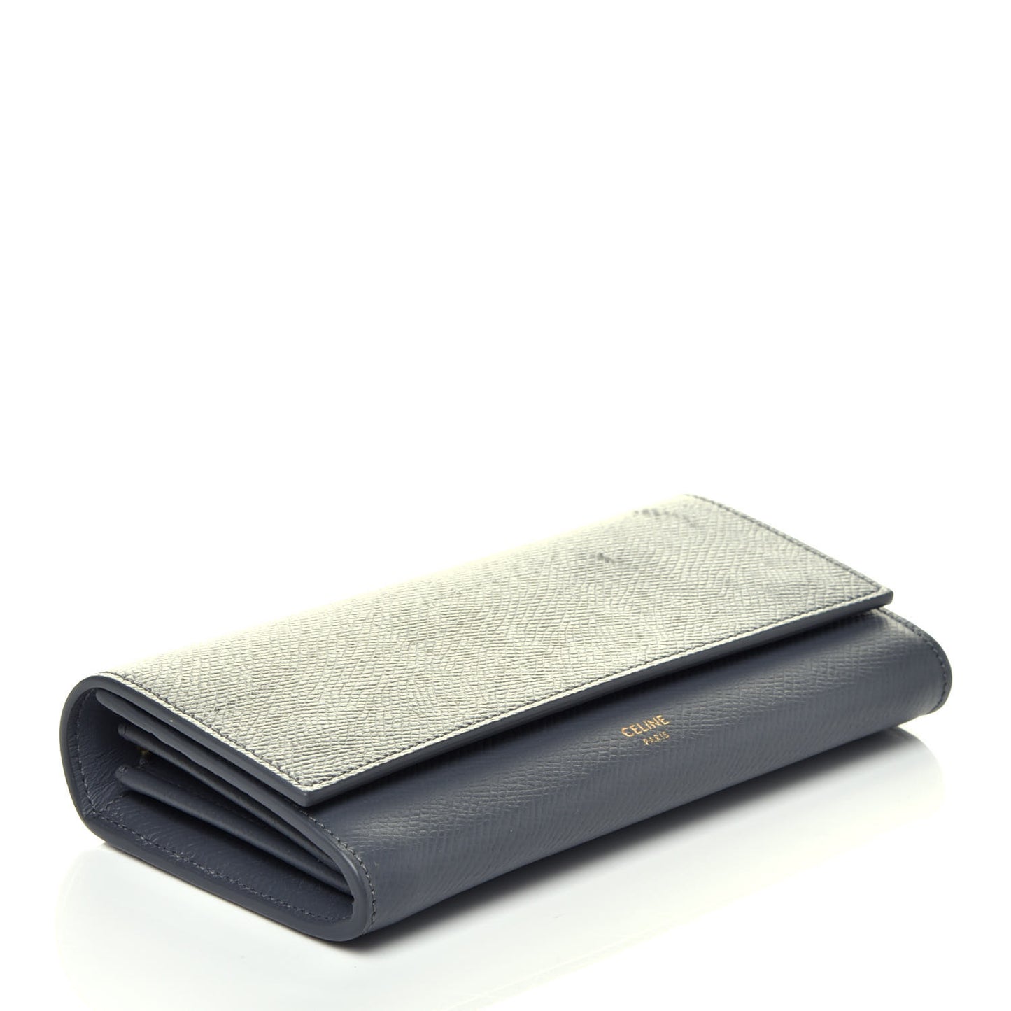 Grained Calfskin Large Flap Wallet Grey