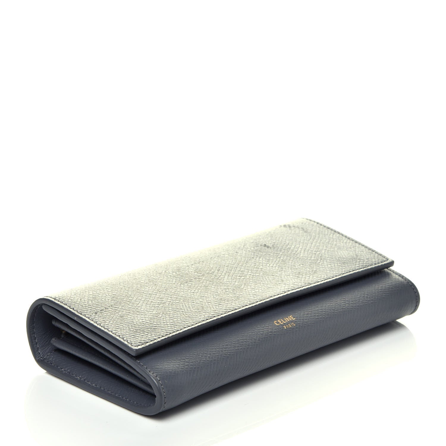 Celine Grained Calfskin Large Flap Wallet Grey 4 of 8