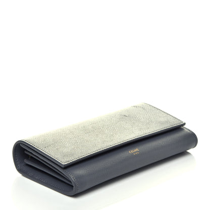Celine Grained Calfskin Large Flap Wallet Grey 4 of 8