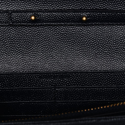Saint Laurent Grain de Poudre Matelasse Chevron Medium Monogram Chain Wallet Navy 7 of 7