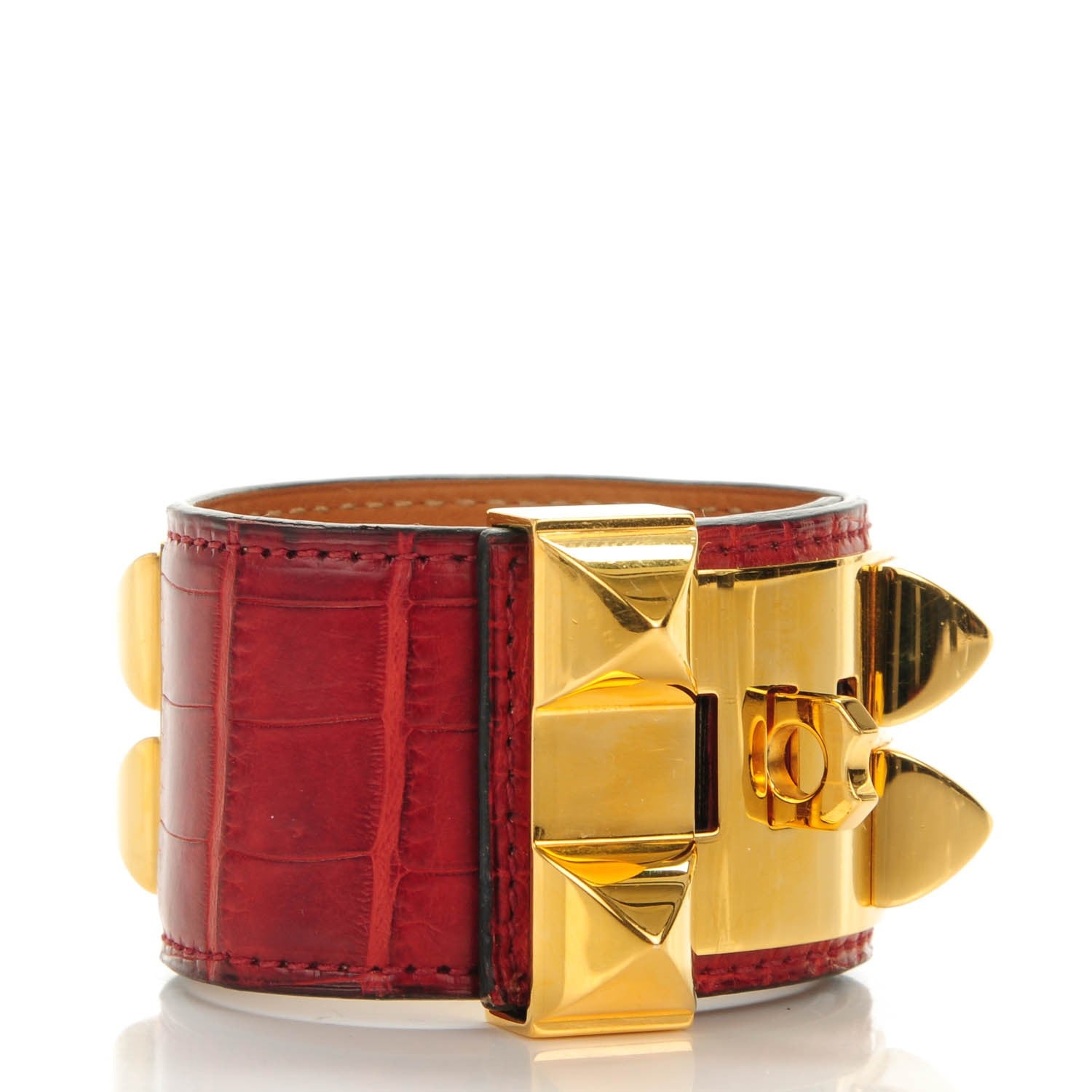 Hermes Matte Alligator Collier De Chien CDC Bracelet S Rouge H 3 of 6