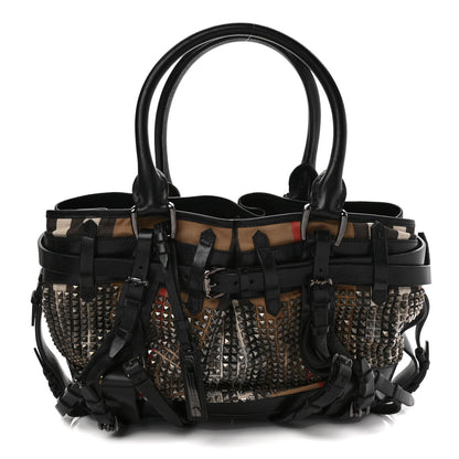 Burberry Calfskin House Check Studded Rowan Black 1 of 8