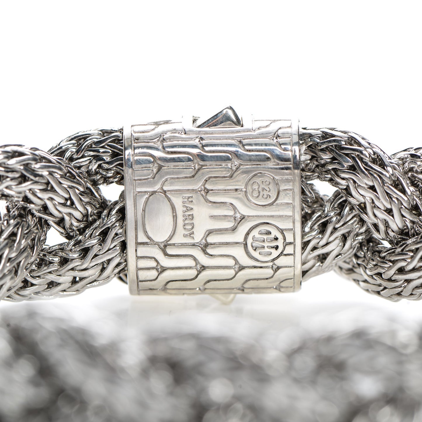 Sterling Silver Blue Topaz Braided Classic Chain Clasp Bracelet L