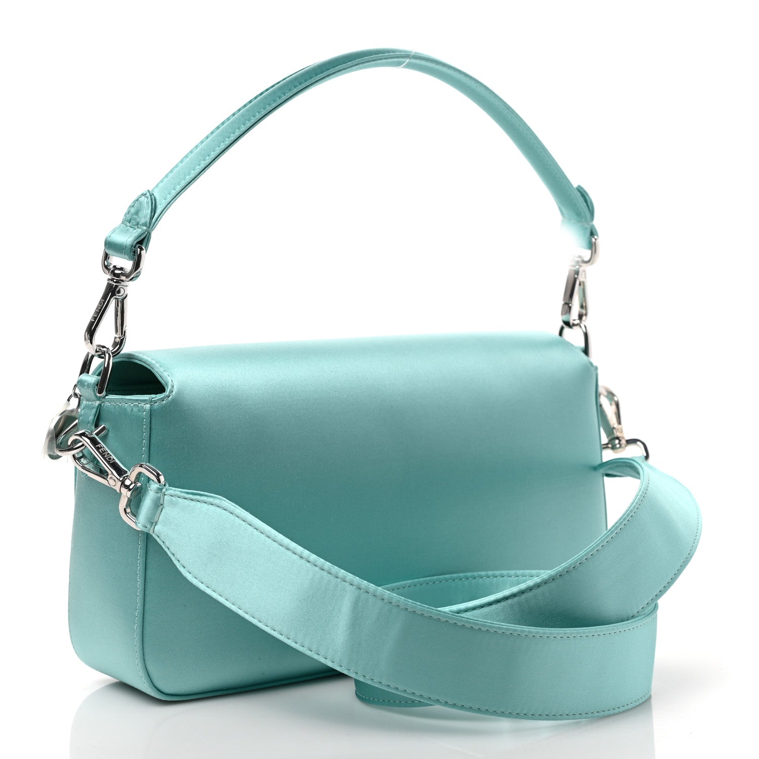 Fendi X TIFFANY Satin Nappa Silver Baguette Blue Tiffany Silver 3 of 8