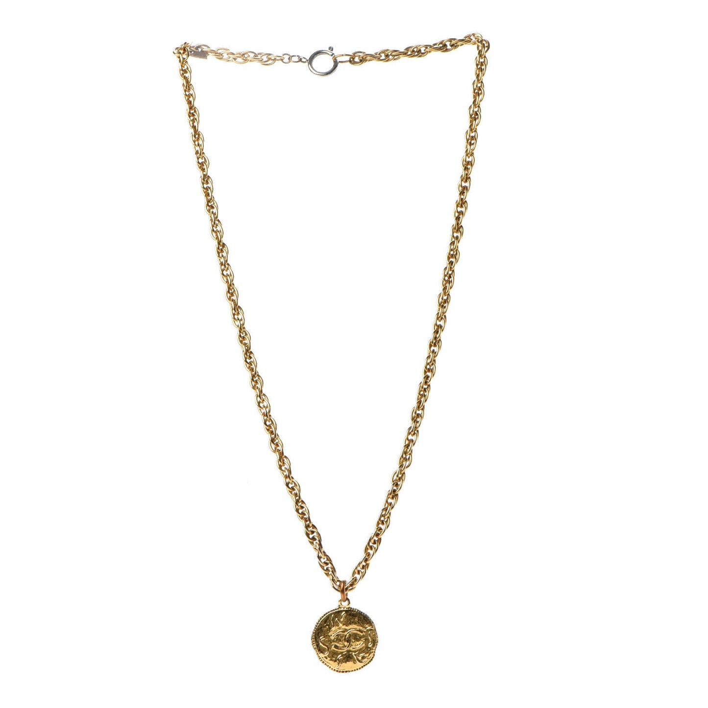 CC Chain Pendant Long Necklace Gold