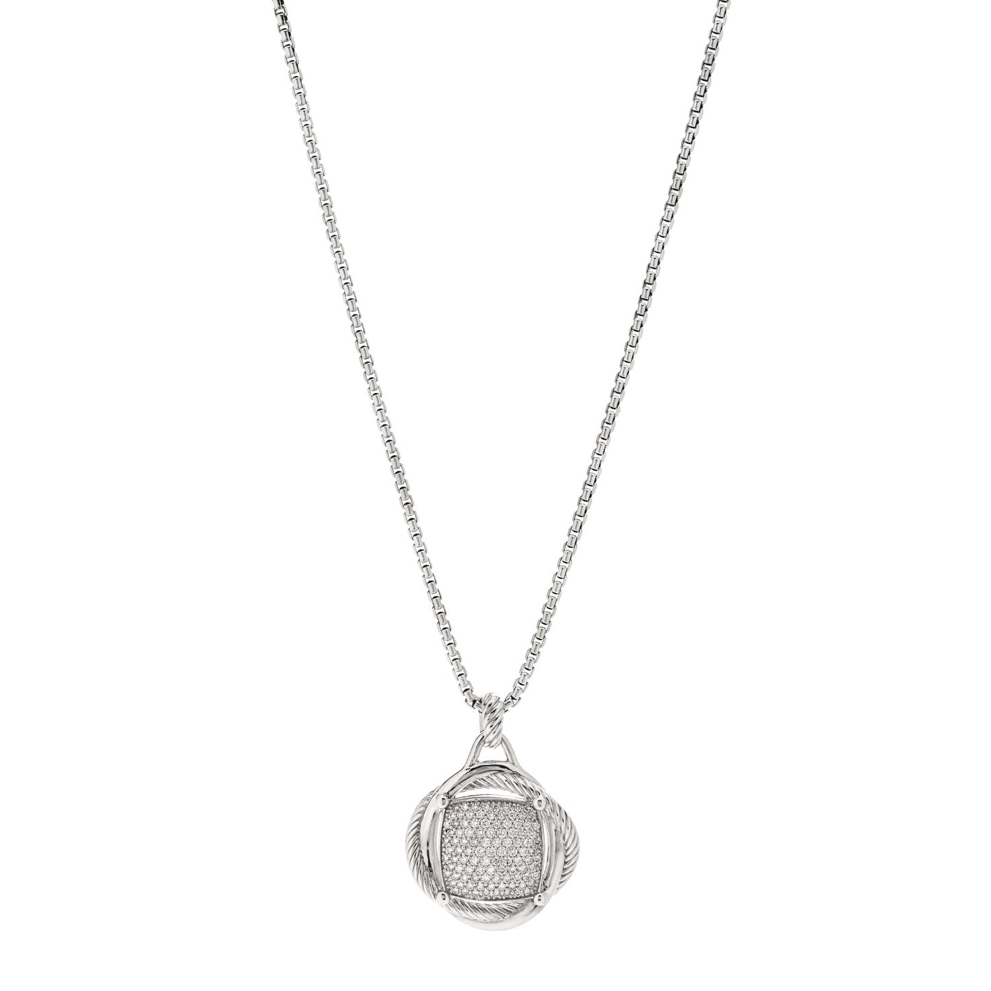 Sterling Silver Diamond 32mm Infinity Pendant Necklace