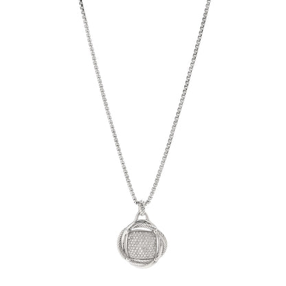David Yurman Sterling Silver Diamond 32mm Infinity Pendant Necklace 1 of 5