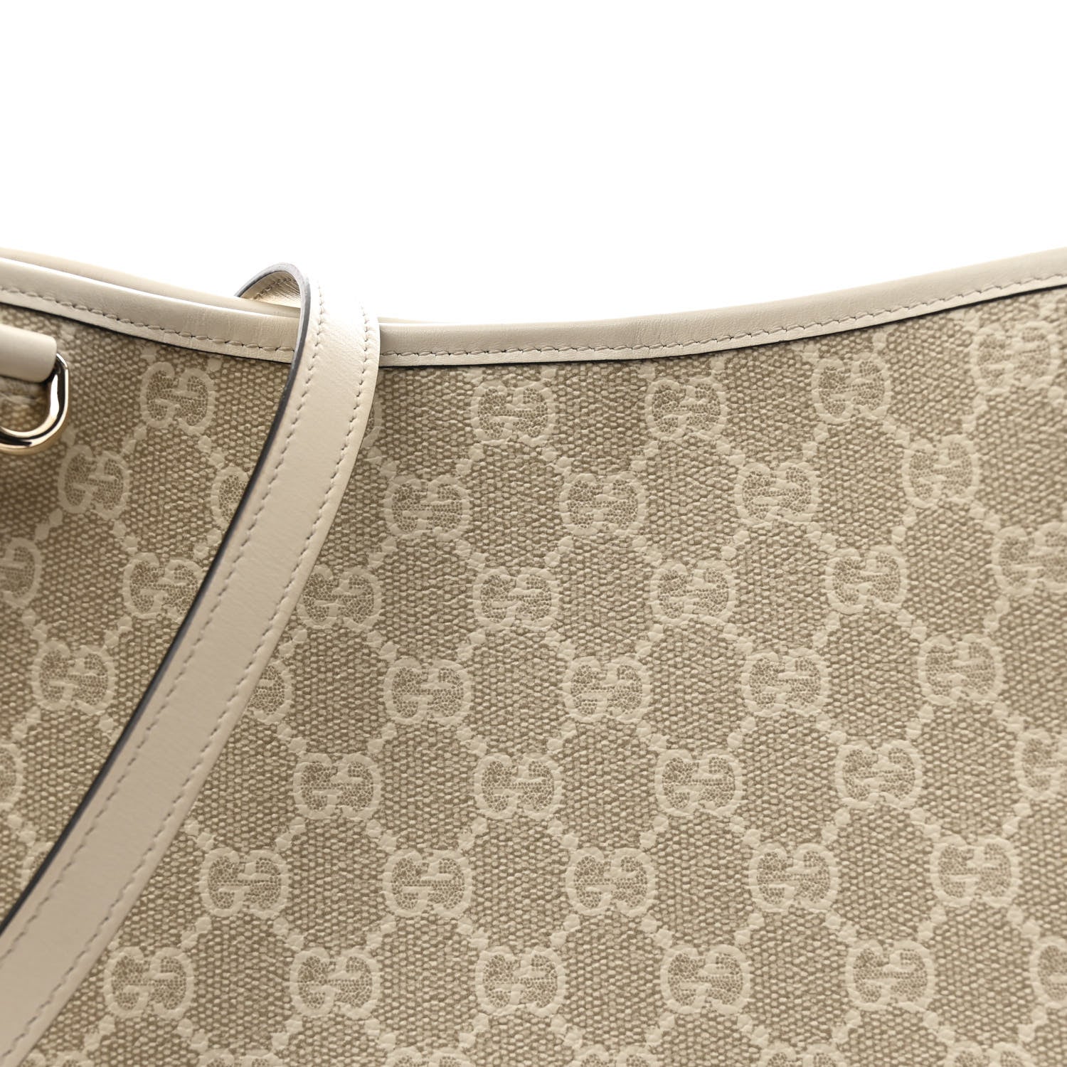 Gucci GG Supreme Monogram Medium Emblem Bucket Bag Beige Mystic White 9 of 11