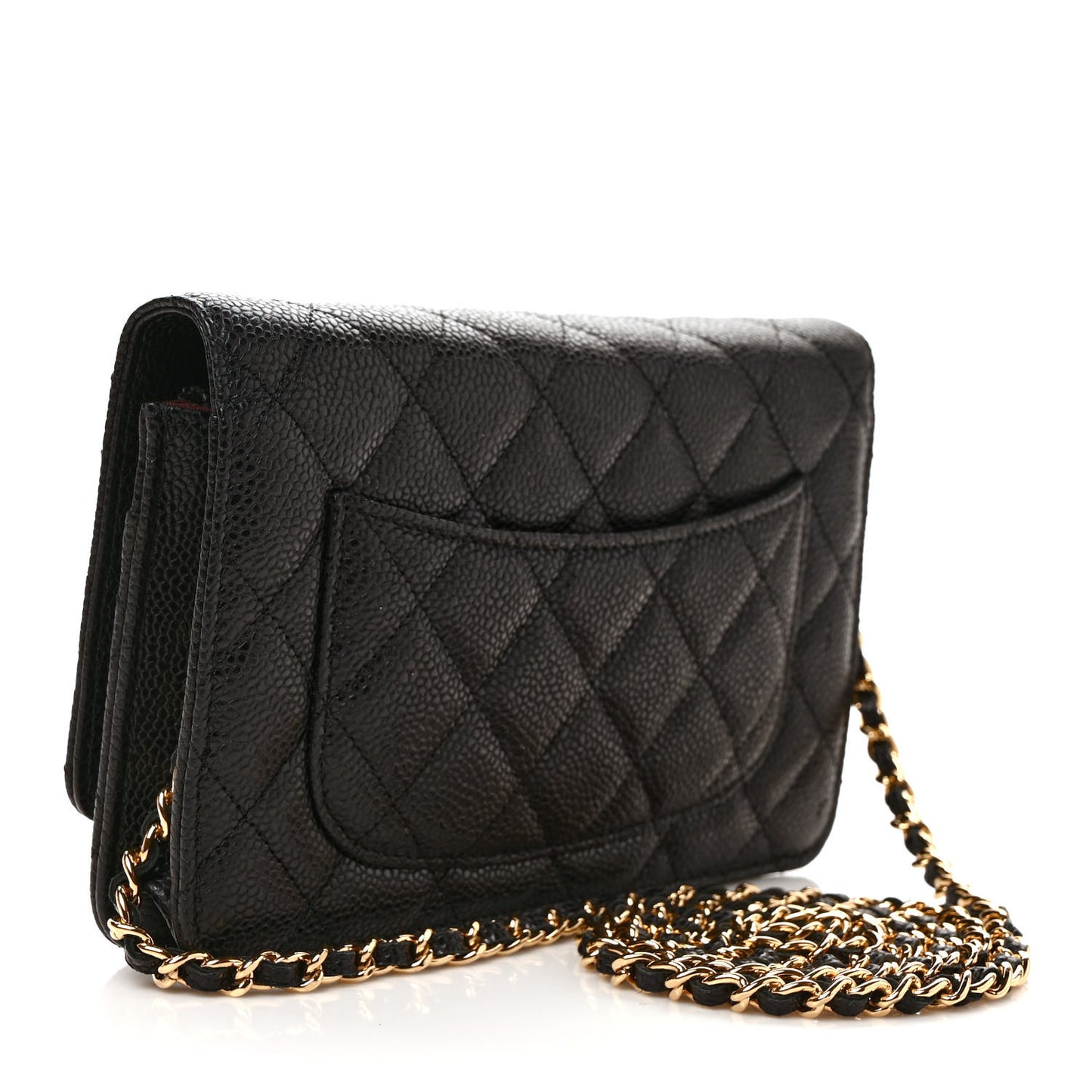 Caviar Quilted Wallet on Chain WOC Black