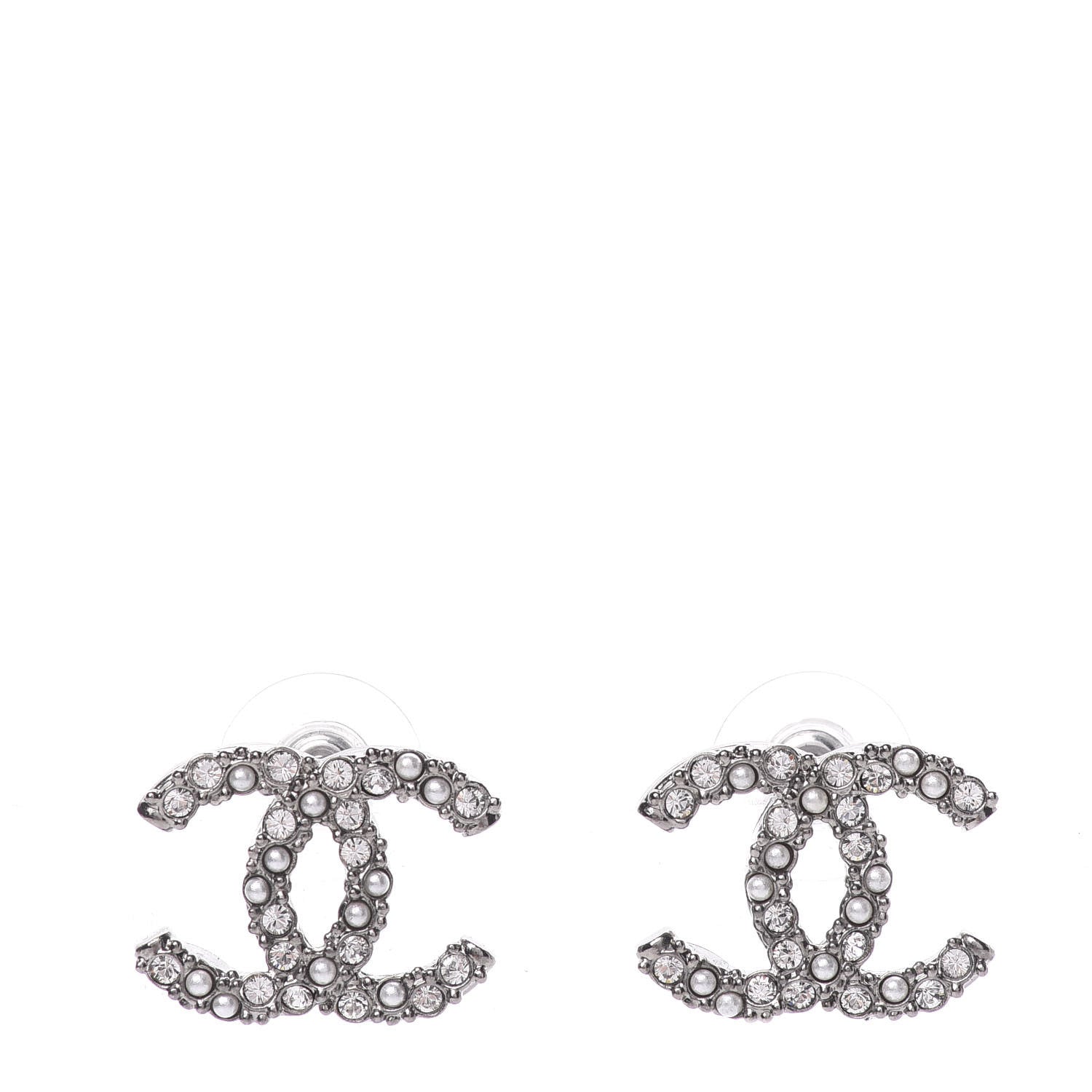 Chanel Ruthenium Crystal Pearl Caviar Earrings 1 of 5