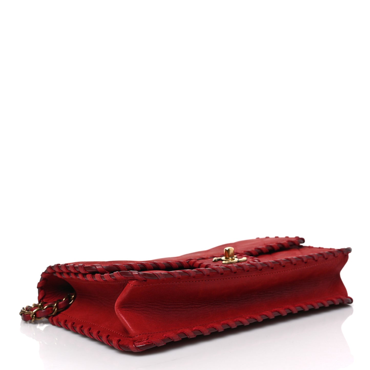 Iridescent Calfskin Medium Happy Stitch Flap Red