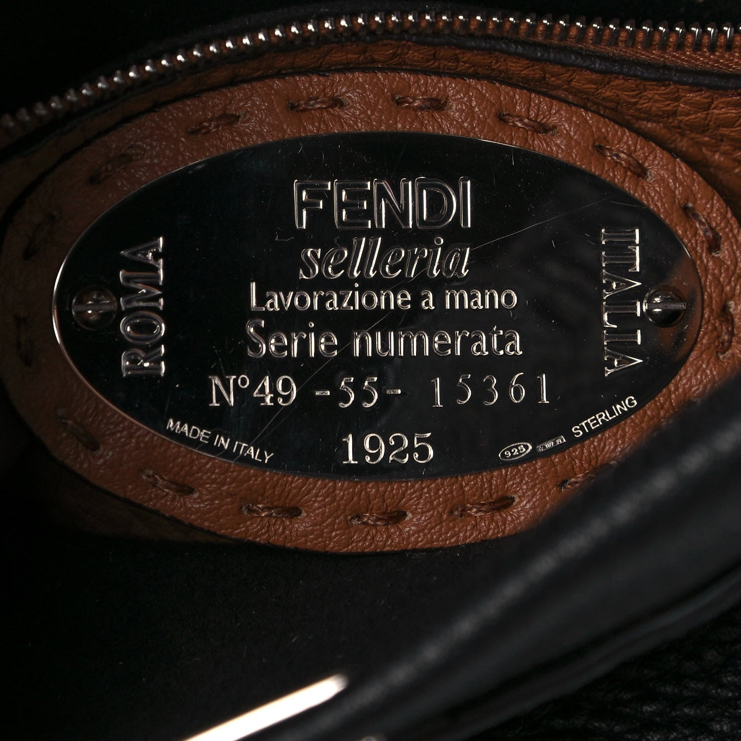 Fendi Cuoio Romano Selleria Bi-Color Mini Peekaboo Iconic Satchel Black Mou 6 of 13