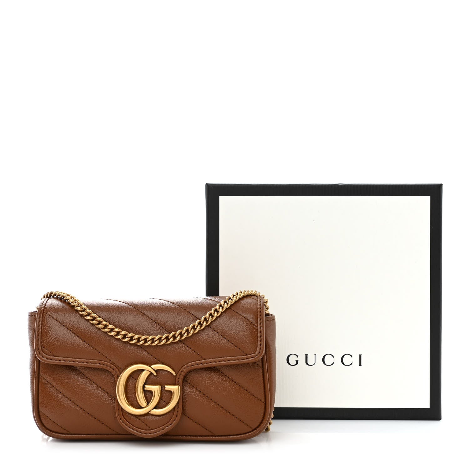 Gucci Azalea Calfskin Matelasse Diagonal Super Mini GG Marmont