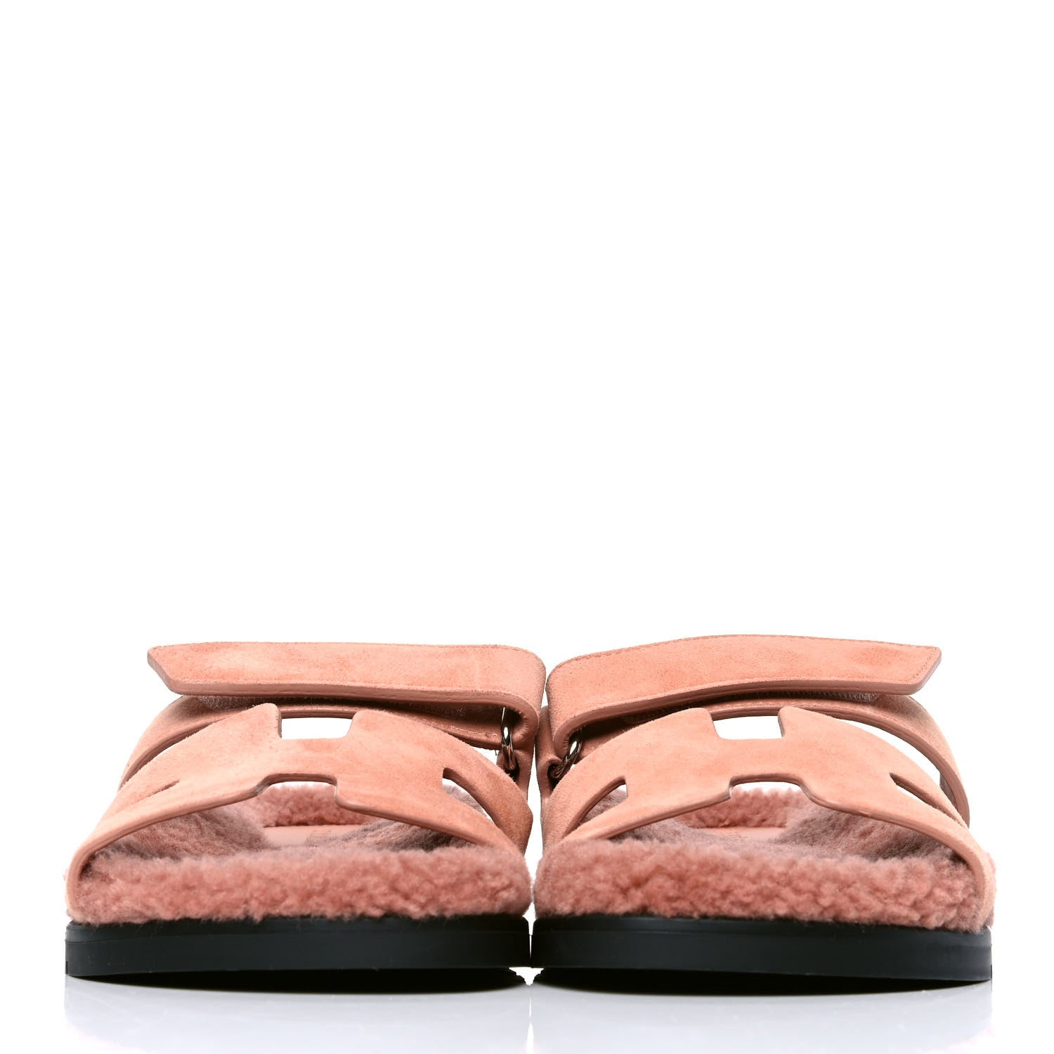 Hermes Suede Goatskin Woolskin Womens Chypre Sandals 37 Rose Aube 2 of 4