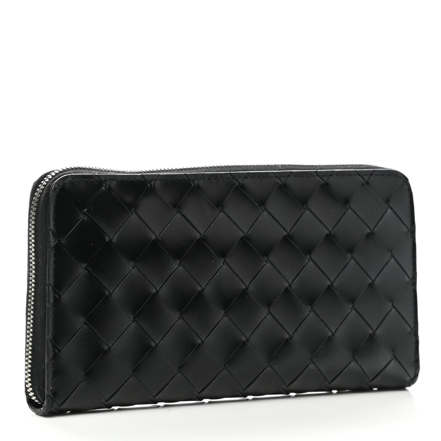 Nappa Intrecciato Zip Around Wallet Black
