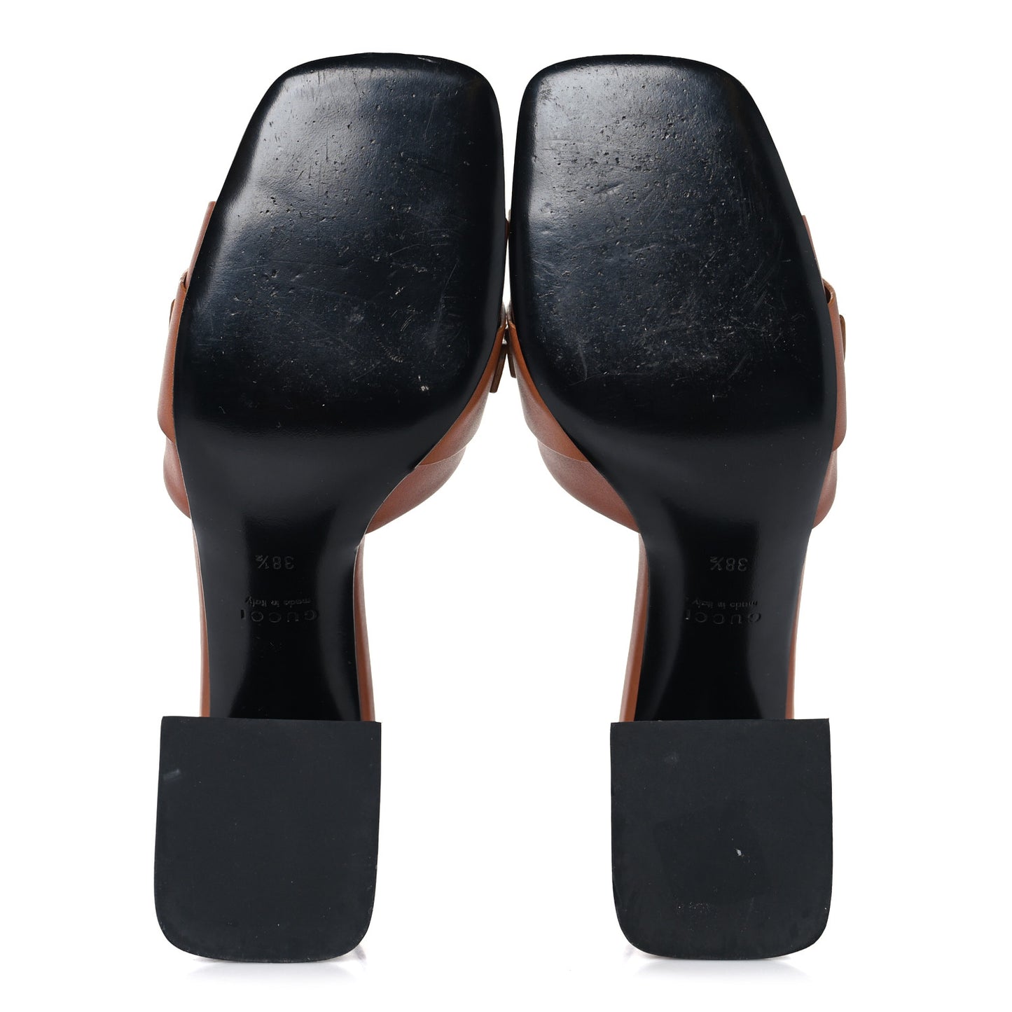 Calfskin Signoria 75mm Slide Sandals 38.5 Brown
