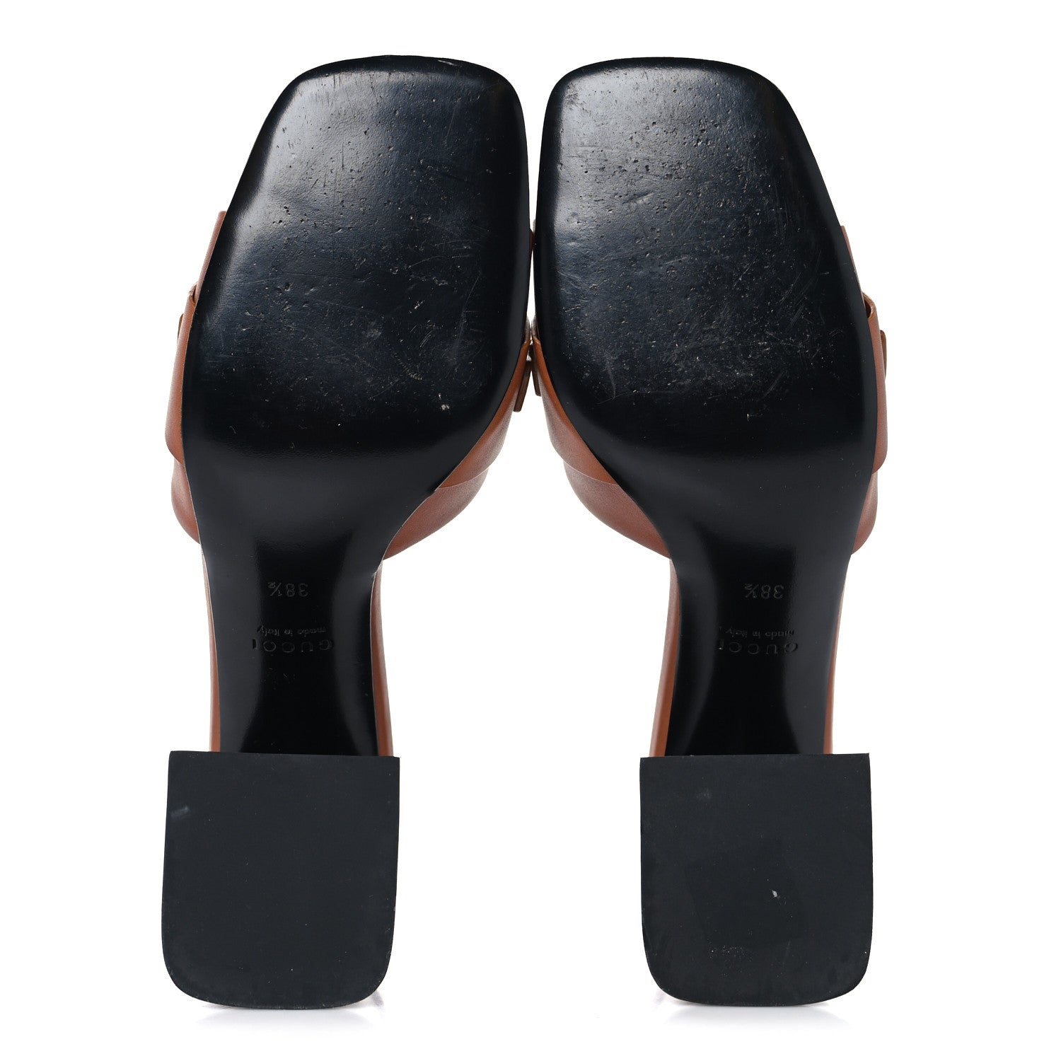 Gucci Calfskin Signoria 75mm Slide Sandals 38.5 Brown 6 of 9