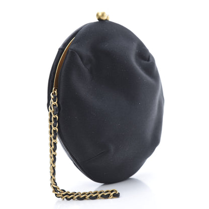 Chanel Satin Crystal Evening Wristlet Clutch Black 3 of 8
