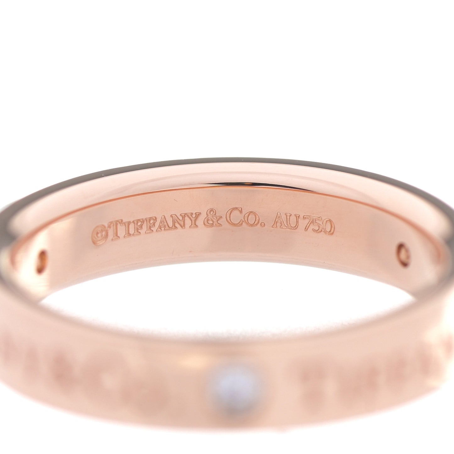 18K Rose Gold Diamond 4mm Logo Band Ring 49 4.75