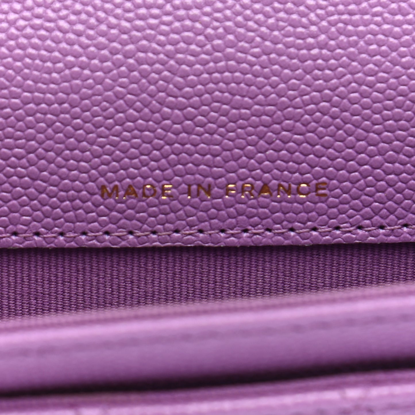 Caviar Quilted Flap Card Holder Wallet Purple