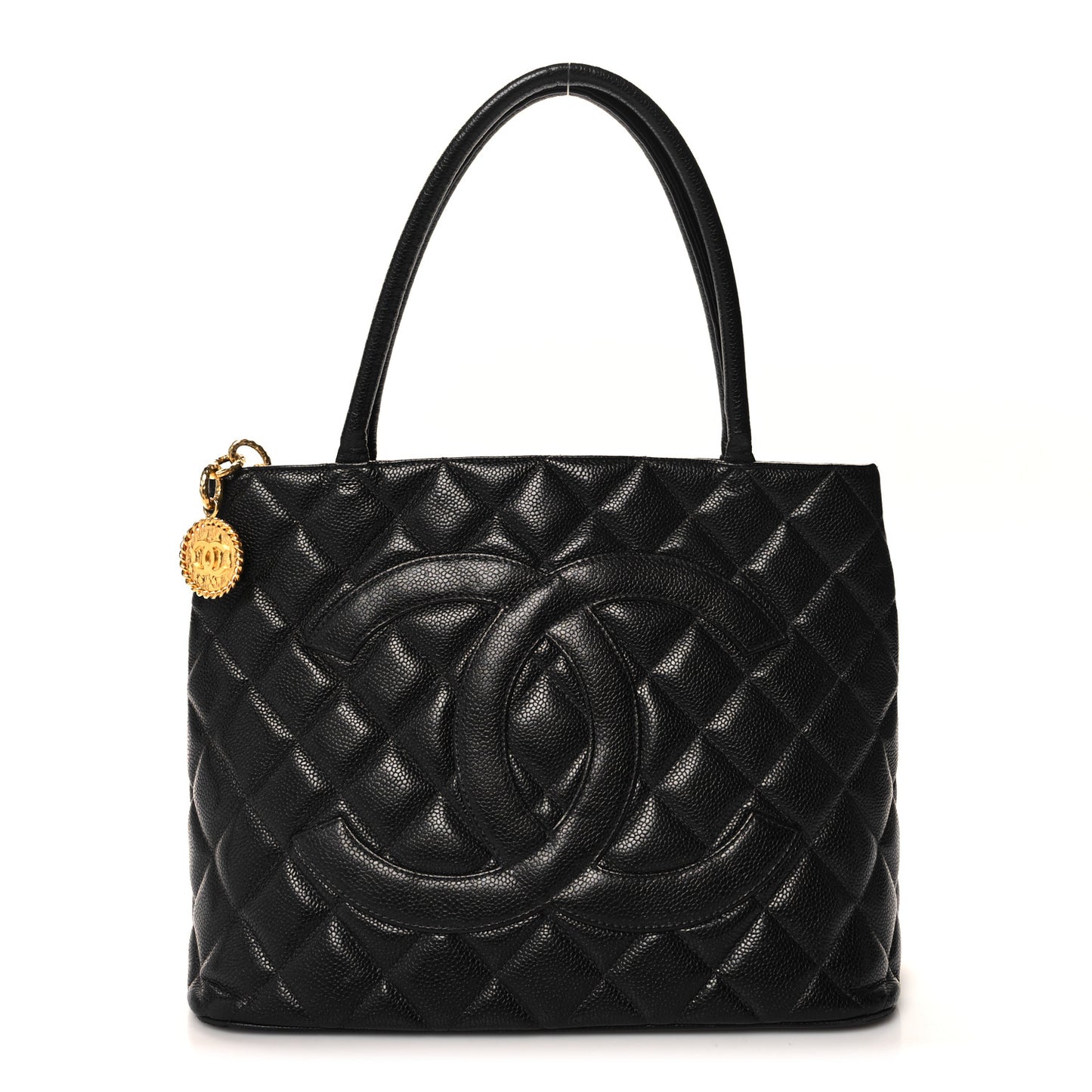 Caviar Quilted Medallion Tote Black