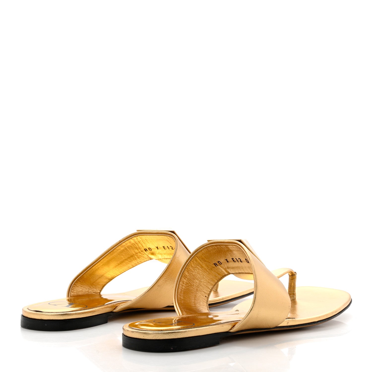 Valentino Garavani Metallic Nappa One Stud Flat Thong Sandals 40 Antique Brass 4 of 10