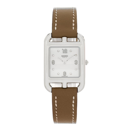 Hermes Stainless Steel Swift Diamond Mother of Pearl 23mm Cape Cod Quartz Watch Etoupe 1 of 5