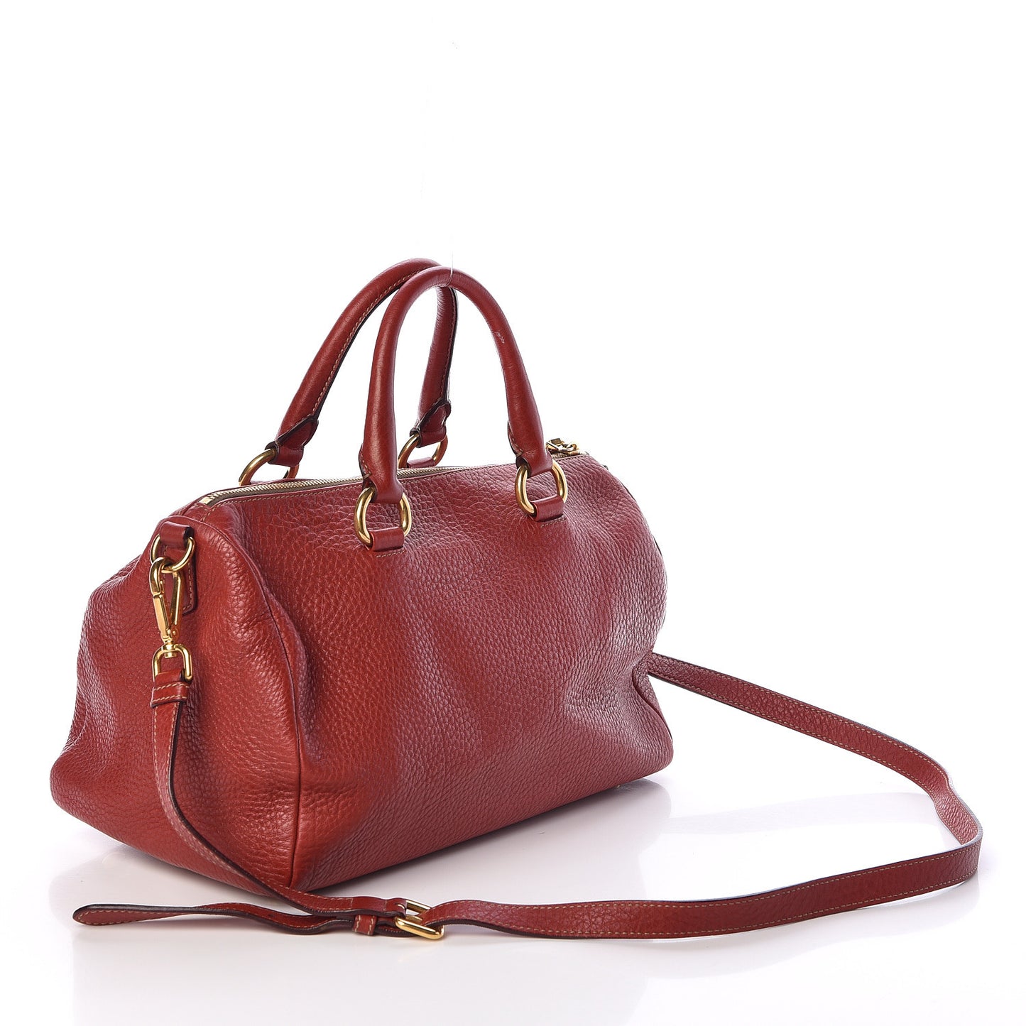 Vitello Daino Top Handle Shoulder Bag Rosso