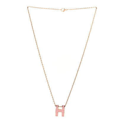 Hermes Lacquered Gold Pop H Pendant Necklace Rose Dragee 3 of 6